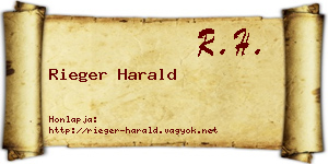 Rieger Harald névjegykártya